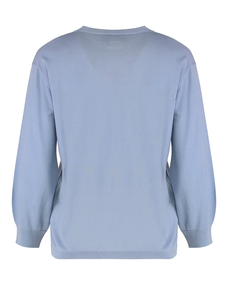Max Mara Women Sweater Amico Light Blue Virgin Wool Blue