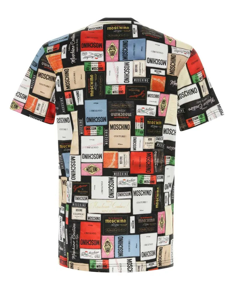 Moschino Logo-Collage Print Cotton T-Shirt — Multicolor Multicolor