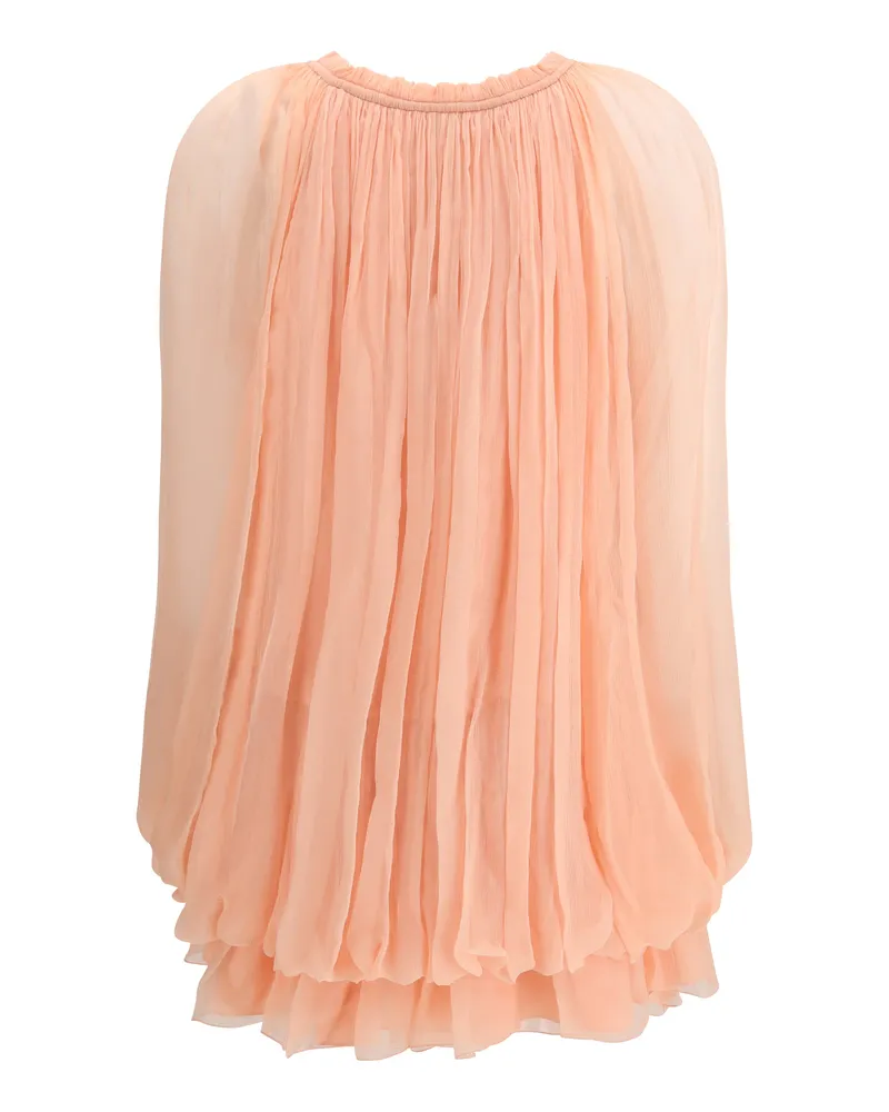 Chloé Women's Mini Dress With Cape Silk Muslin Tan Rose Pink
