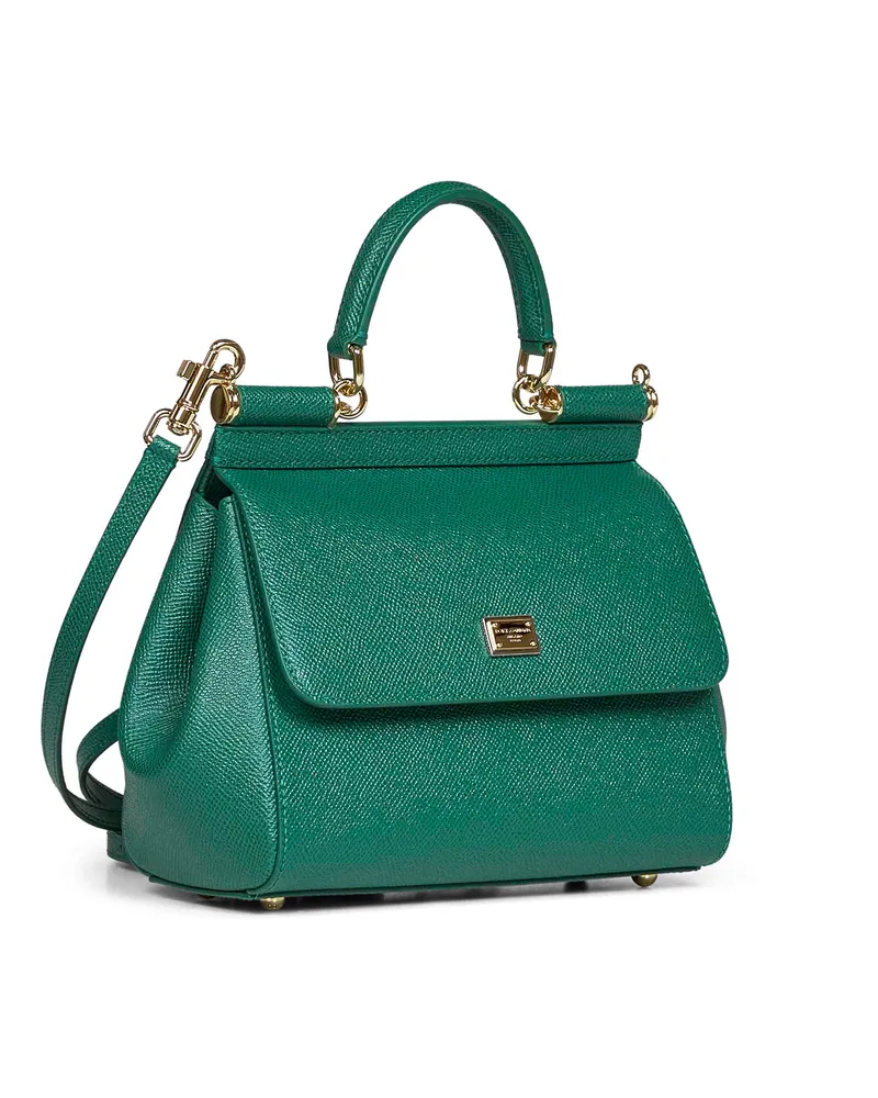 Dolce & Gabbana Women's Handbag Sicily Small Emerald Green Calf Leather Handbags Hand Bags Green