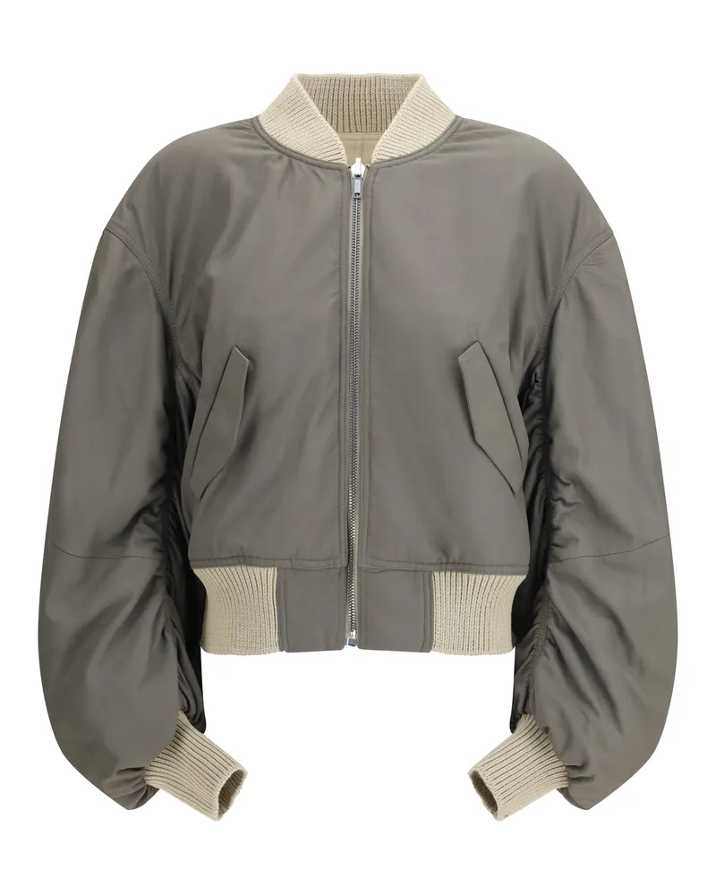 Rick Owens Women's Secchia Flight Bomber Lamb Leather Sand-Euca Jacket Sand/euca Beige