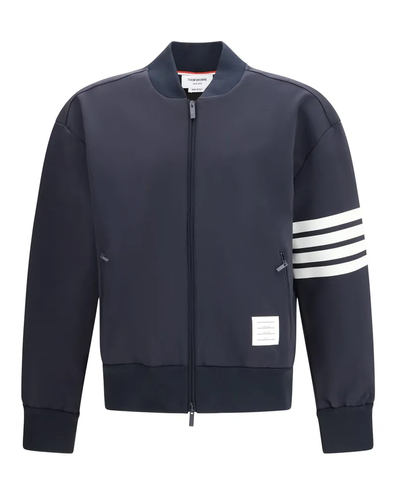 Thom Browne Men's Zipped Bomber Jacket Navy Viscose Padded & Down Navy