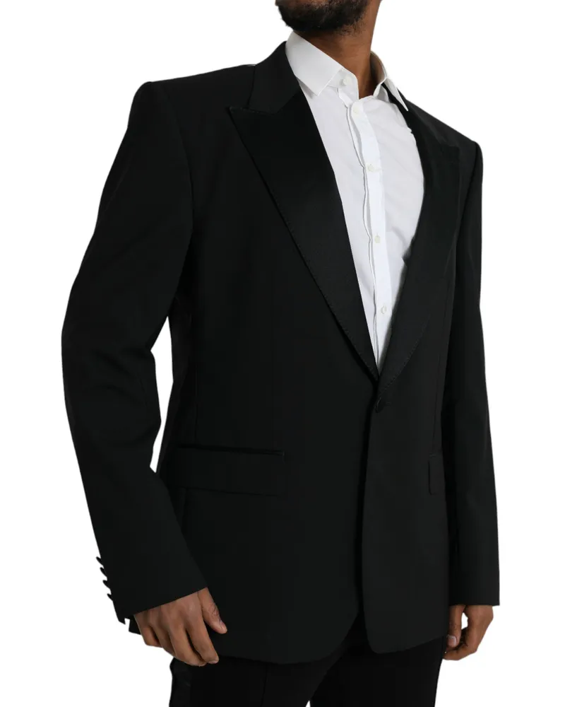 Dolce & Gabbana Men's Black Sicilia Single Breasted Coat Blazer Clothing Black