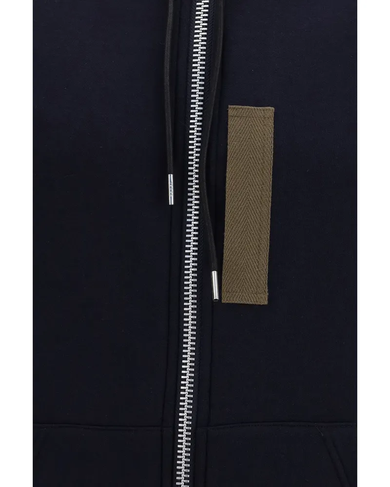 Sacai Men's Hoodie Cotton Blend And Twill Navy-Dark Khaki Sweatshirts Navy/dark Sweater Navy