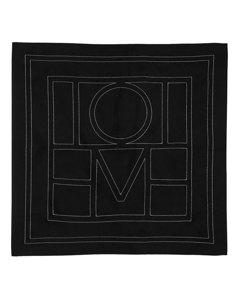 Totême Women's Embroidered Monogram Silk Scarf Black Black