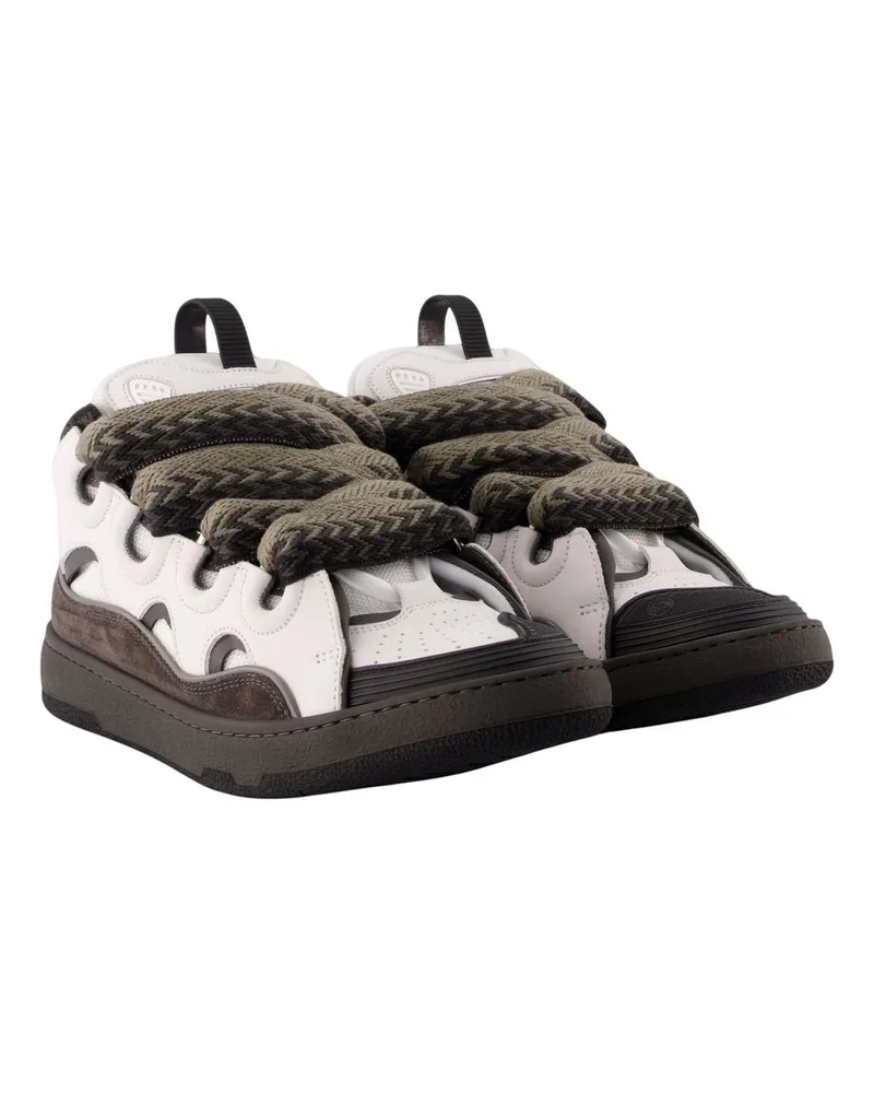 Lanvin Men's Curb Bicolor Sneakers -  Leather White Calfskin Shoes 