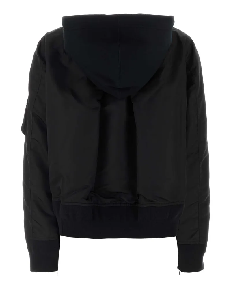 Sacai Women's Two-Tone Jersey And Nylon Bomber Jacket Black Felpe Sweater Black