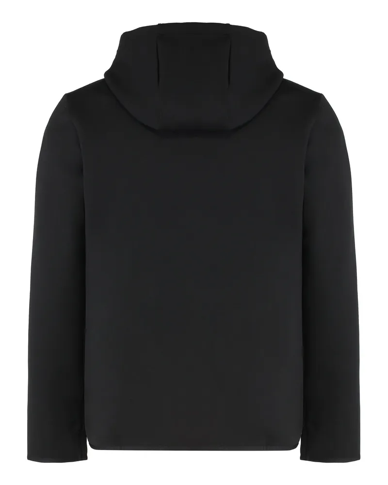 EA7 Men's Black Full-Zip Hoodie Polyester Top Black