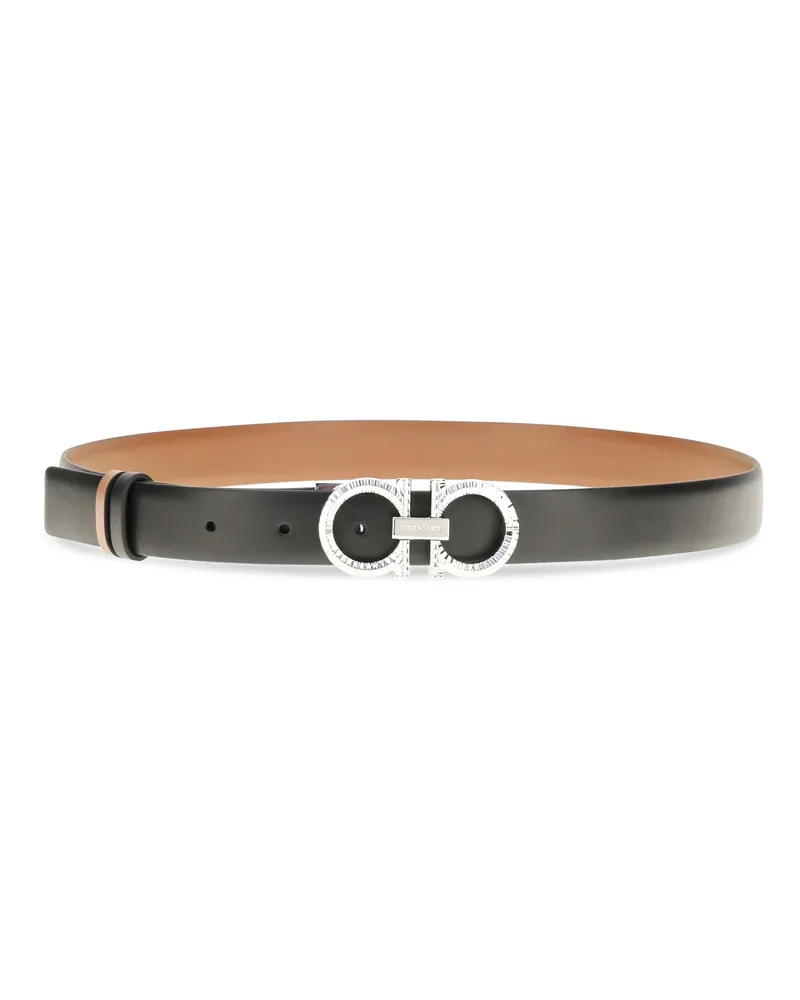 Ferragamo Women's Reversible And Adjustable Gancini Belt Cognac Calf Leather Bos Taurus E Braces Cognac
