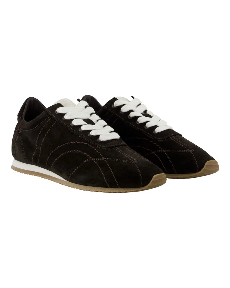 Totême Women's Flex Sneakers -  Leather Black Calfskin Shoes Black