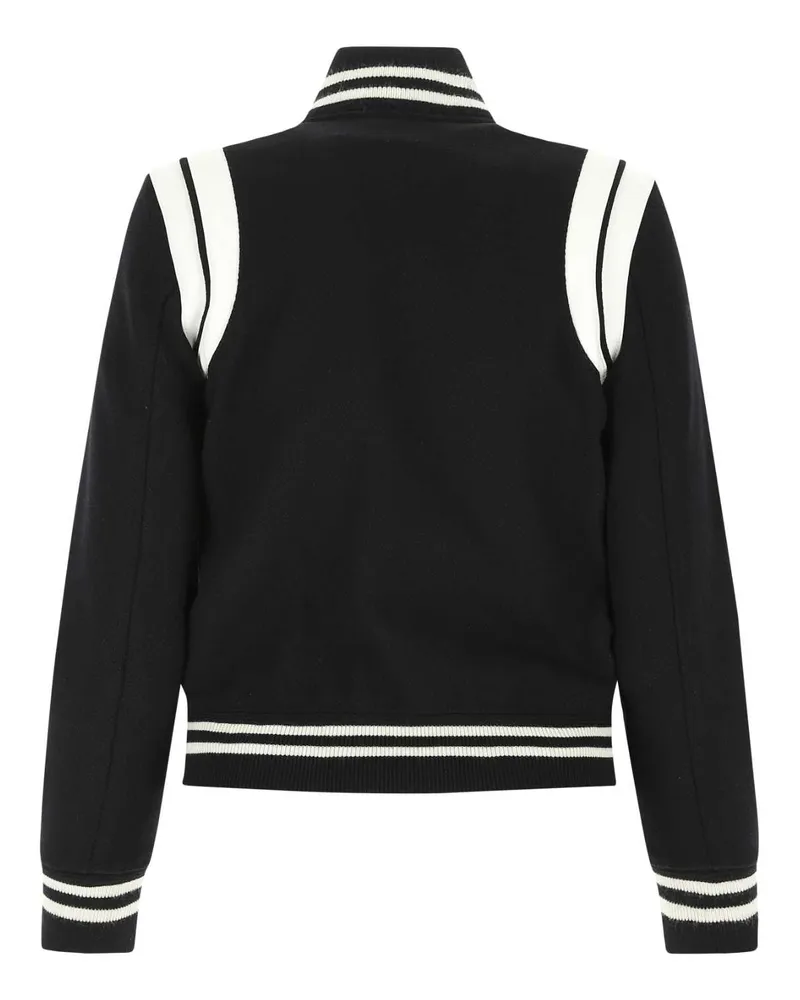 Saint Laurent Women's Black Wool Blend Bomber Jacket 1900 Mix Giubbini Black