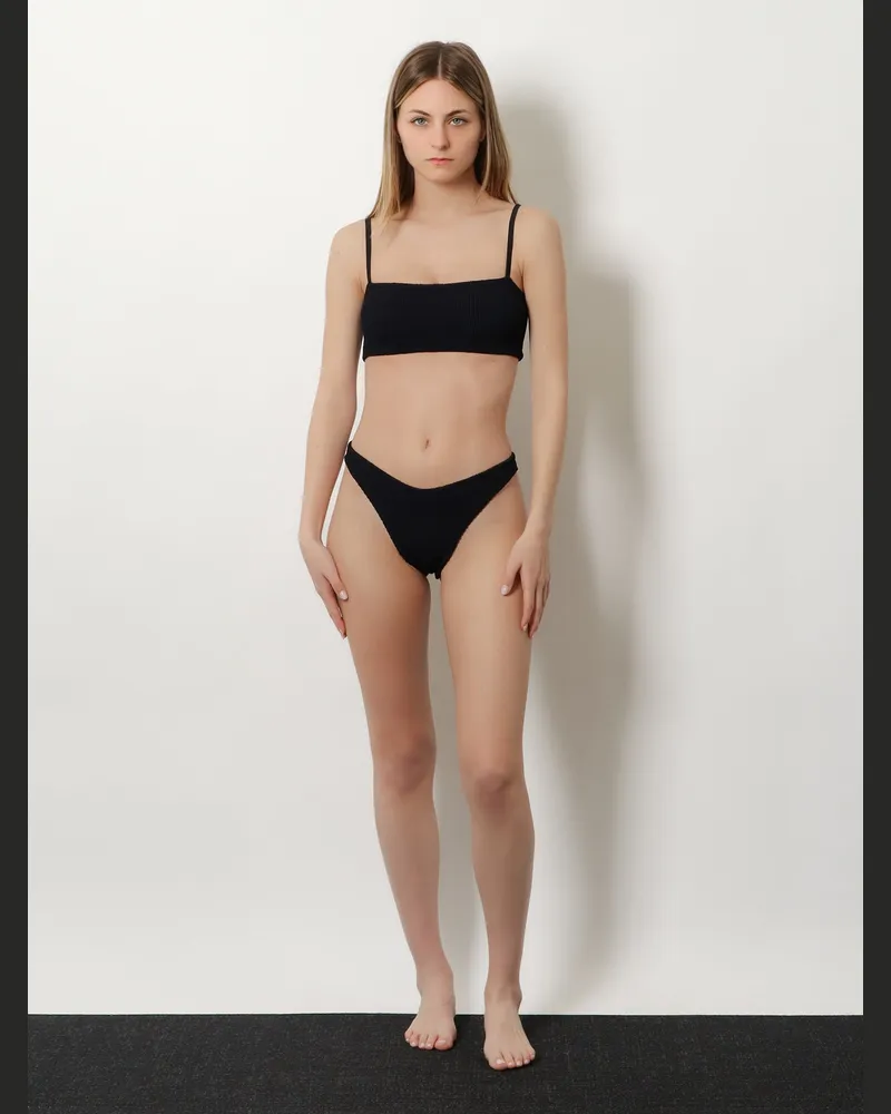 Hunza G Women's Bikini Original Crinkle Black Polyamide Swimwear Sea Clothing Black