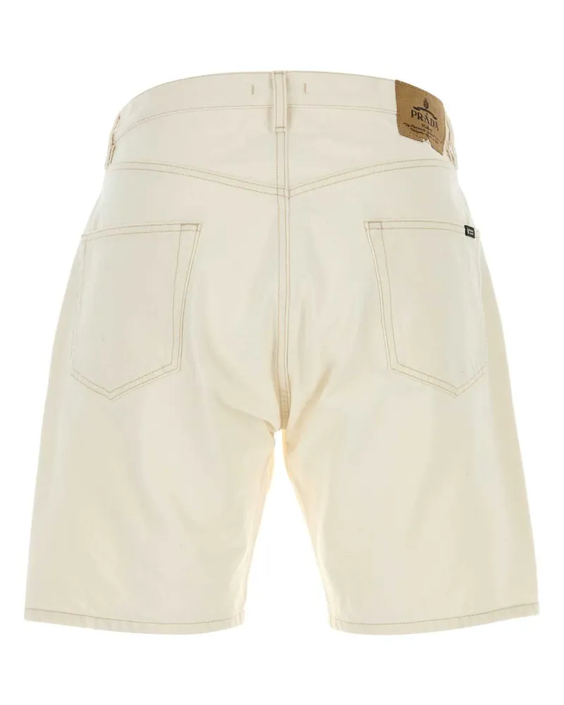 Prada Cotton Denim Bermuda Shorts — White White