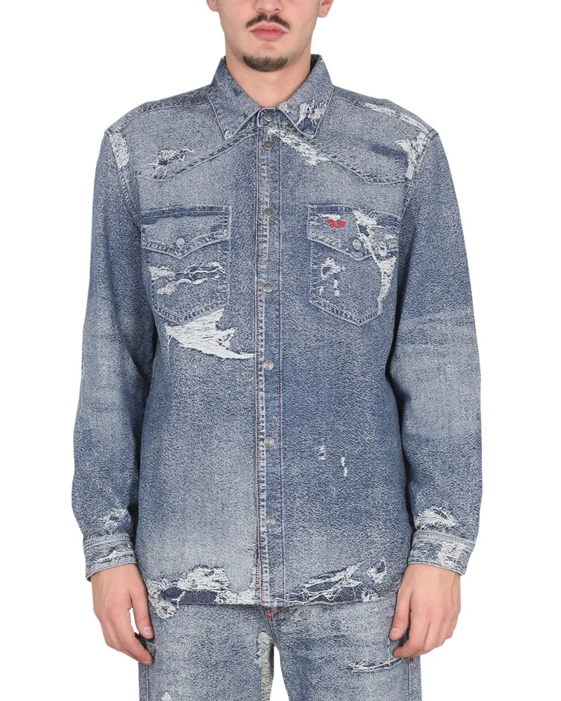 Diesel Cotton Denim Shirt — Blue Blue