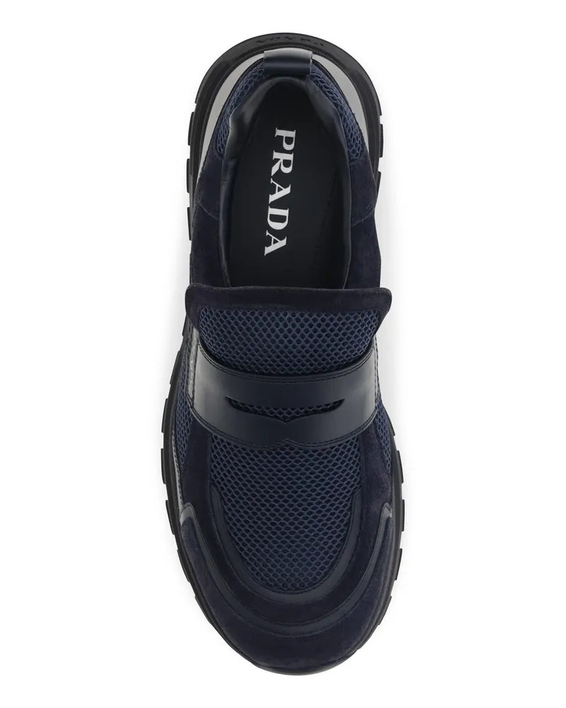 Prada Men's Sport Mesh Loafers Bleu Navy