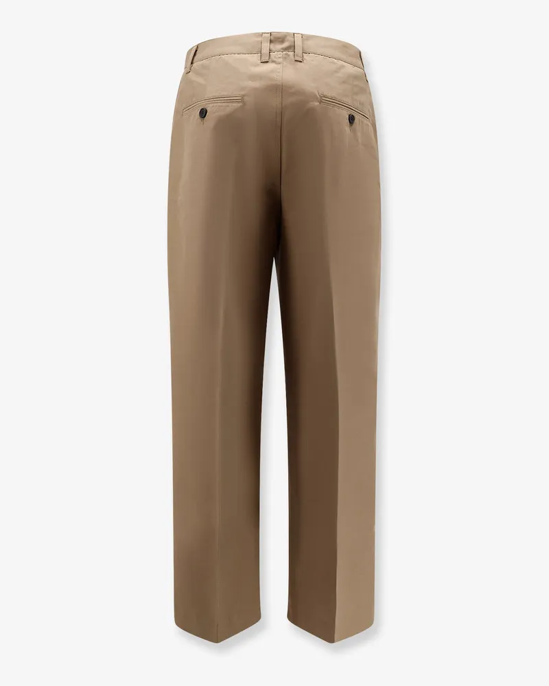 Dunst Men Pleated Chino Slacks Trousers Brown Cotton Brown