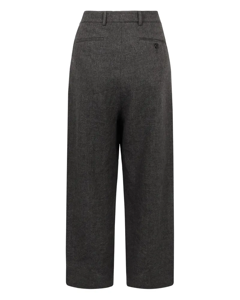 R13 Women's Wool Blend Wide-Leg Trousers Grey Linen Gray