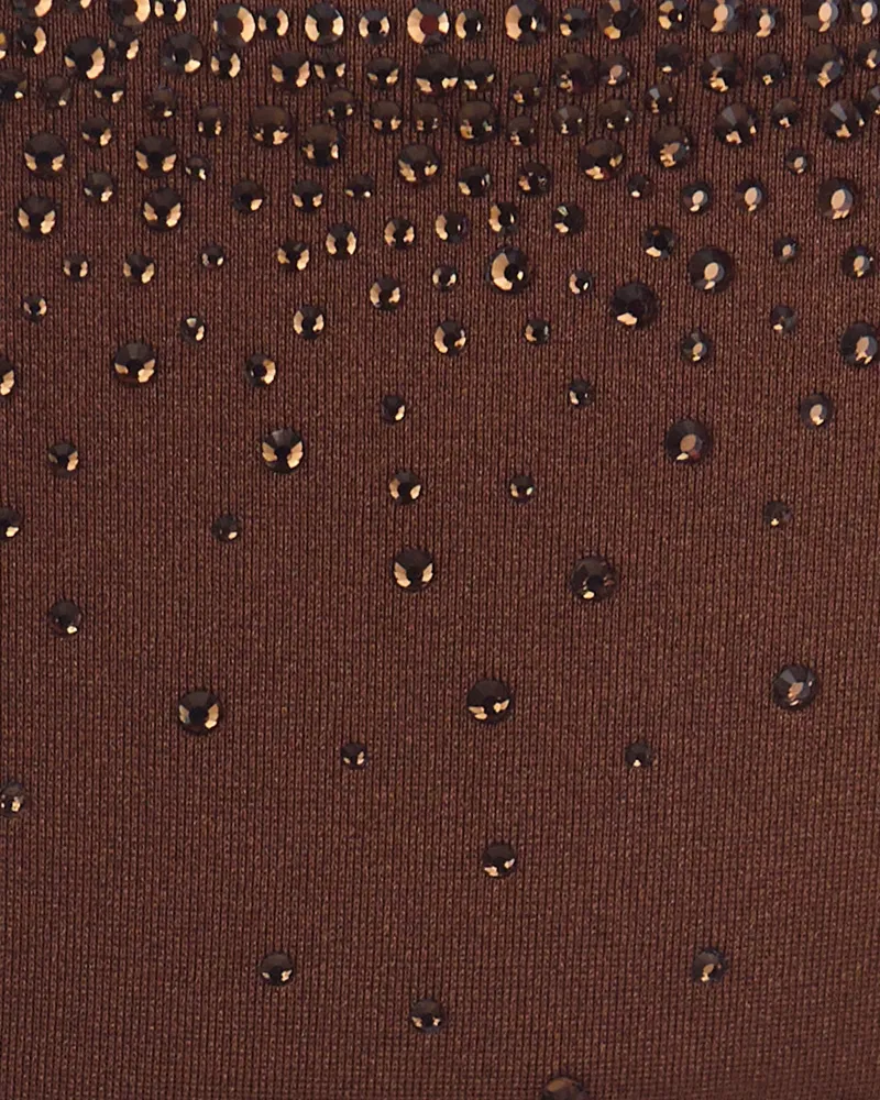 MC2 Saint Barth Women Bikini Bottom Marielle Shiny Strass Waterfall 18 Polyamide One-Pieces Brown