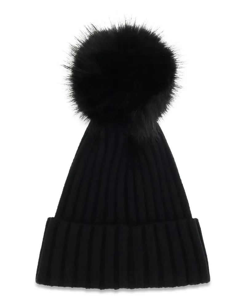 Moncler Women's Wool Hat With Pon Black Fleece Ovis Aries E Hairbands Black