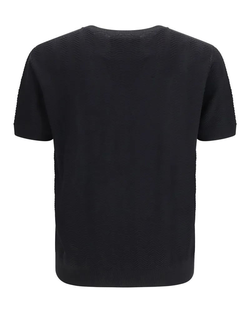 Giorgio Armani Men's Short-Sleeved Cotton And Silk Sweater Black Black