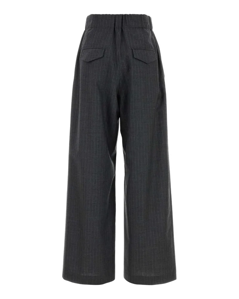 Jil Sander Women's Embroidered Wool Wide-Leg Pant 037 Exterior: Pantaloni Trousers Gray