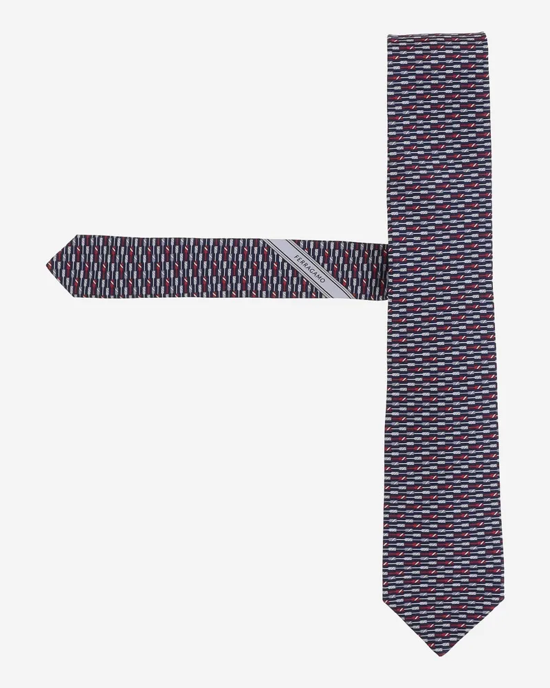 Ferragamo Men's Silk Tie Multicolour Ties & Bow Navy
