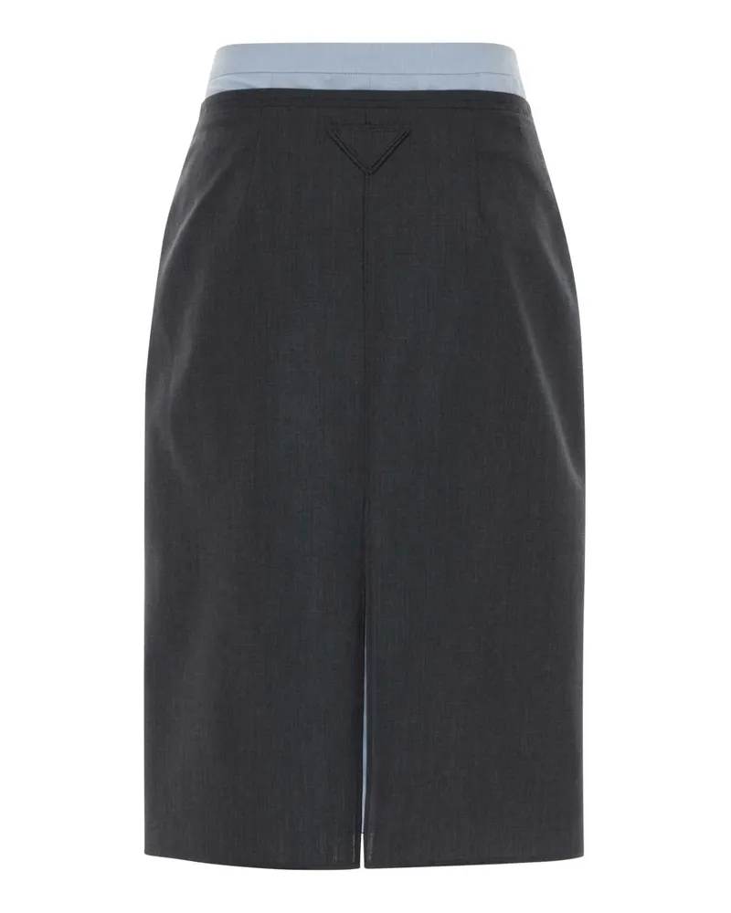 Prada Women's Dark Grey Wool Blend Skirt Ardesia Gonne Gray