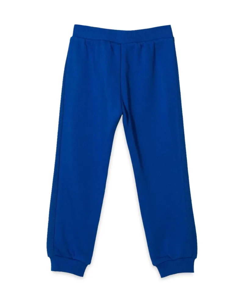 Moschino Logo-Detailed Cotton Trousers — Blue Blue