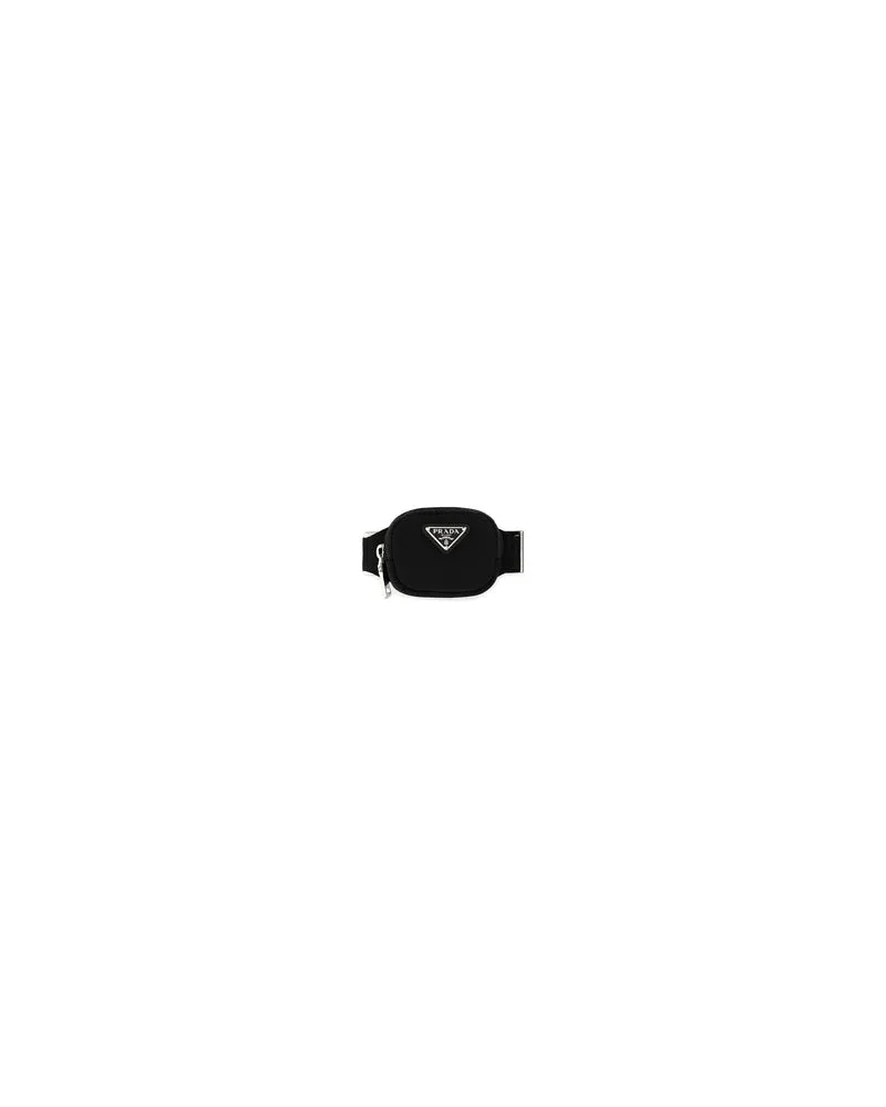Prada Men's Black Nylon Cuff Nero Poliammide Riciclata Portachiavi Keychains Black