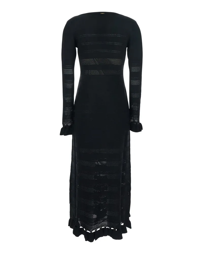 Twin-Set Women Long Dress Black Viscose-Blend Black