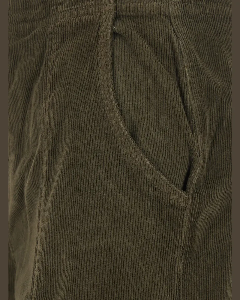 Twin-Set Women's Brown Ribbed Velvet Pants With Belt Loops Cotton Trousers Brown