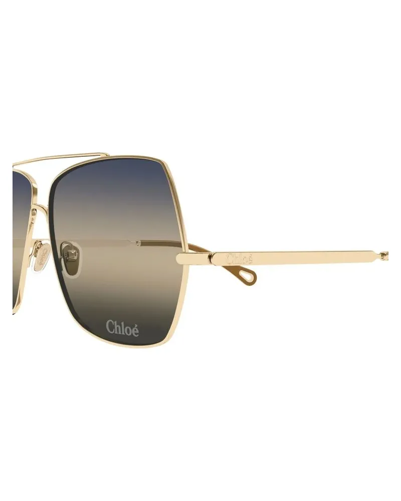 Chloé CH0278S Gradient-Lens Aviator Sunglasses — Gold Gold