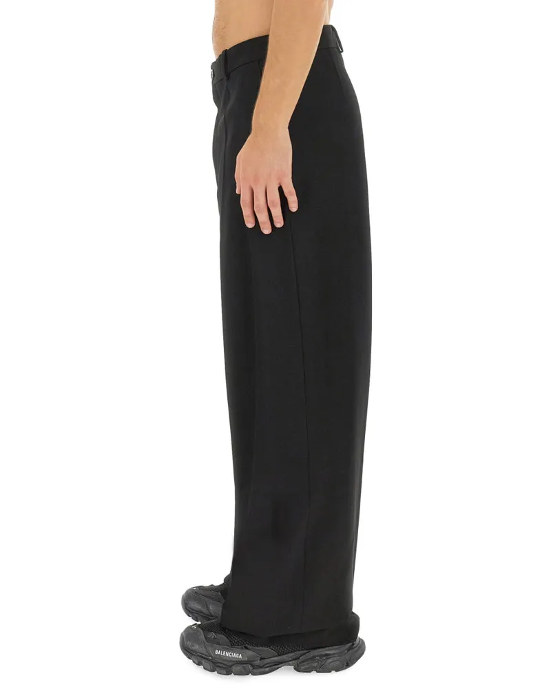 Balenciaga Oversized Wool Trousers — Black Black