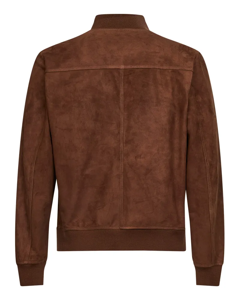 Salvatore Santoro Men's Bomber Jacket Cookie Suede Brown Ovine Leather Brown