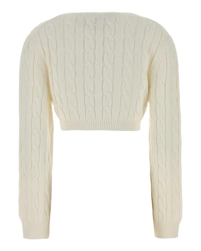 Prada Women's White Cotton Sweater Bianco Exterior: Maglieria White