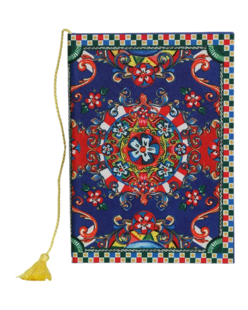 Dolce & Gabbana Men's Multicolor Polyester Carretto Siciliano Print Notebook Accessory Multicolor