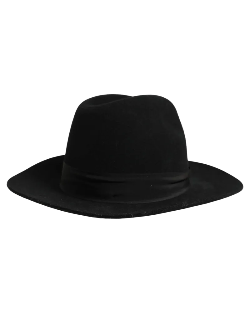 Dolce & Gabbana Men Black Classic Wide Brim Fedora Capello Hat Virgin Wool Black