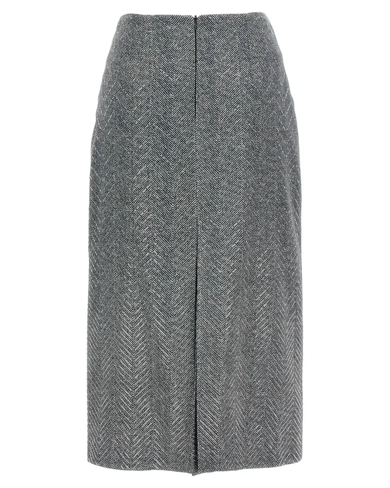 Ermanno Scervino Herringbone Rhinestone Skirt — gray Gray