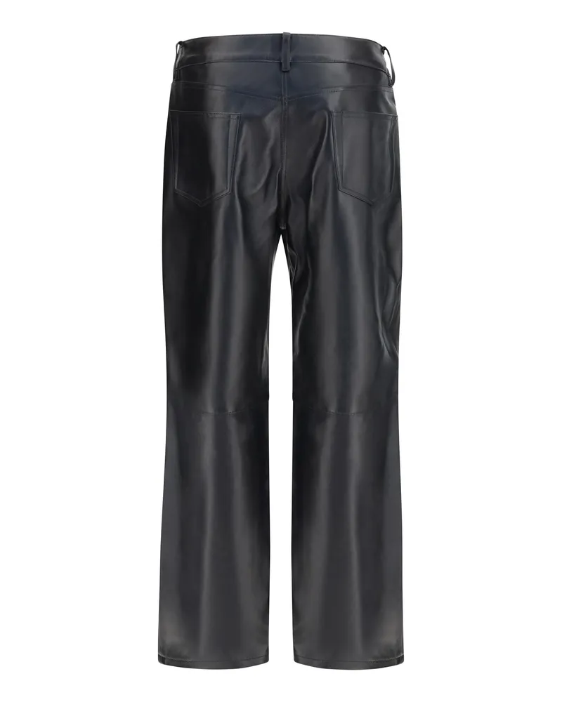 Magda Butrym Women's Leather Straight-Leg Pants Black Sheep Trousers Black