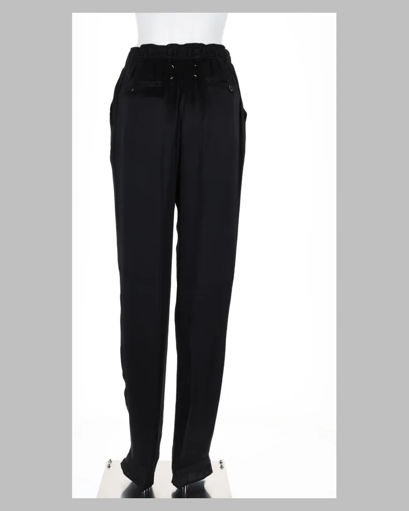 Maison Margiela Satin Drawstring Trousers — Black Black