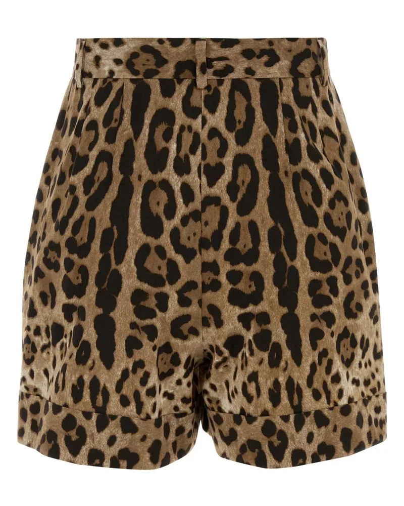 Dolce & Gabbana Women's Printed Poplin Shorts Leonew Exterior: Cotton Beige