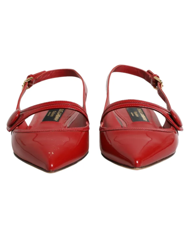Dolce & Gabbana Women's Red Leather Slingback Flats Sandals Shoes 100lf Red