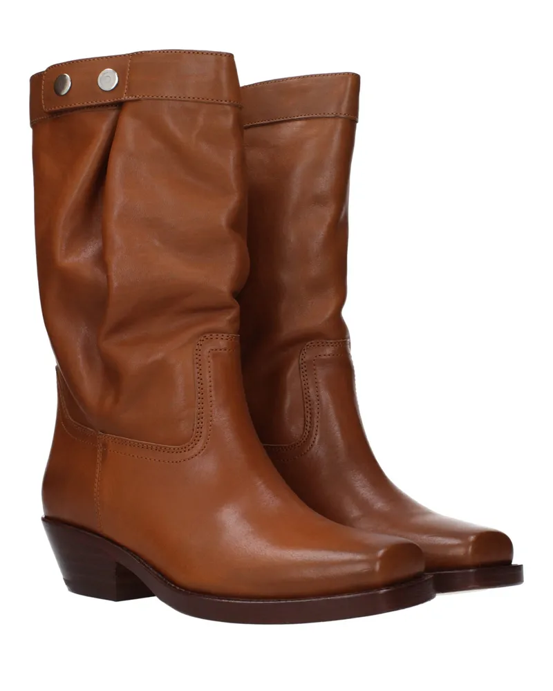 Isabel Marant Women's Brown Leather Ankle Boots Brown