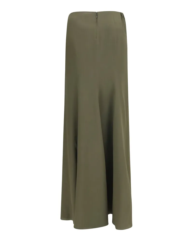 Alexander McQueen Women's Draped Long Skirt Woodland Green Silk Green