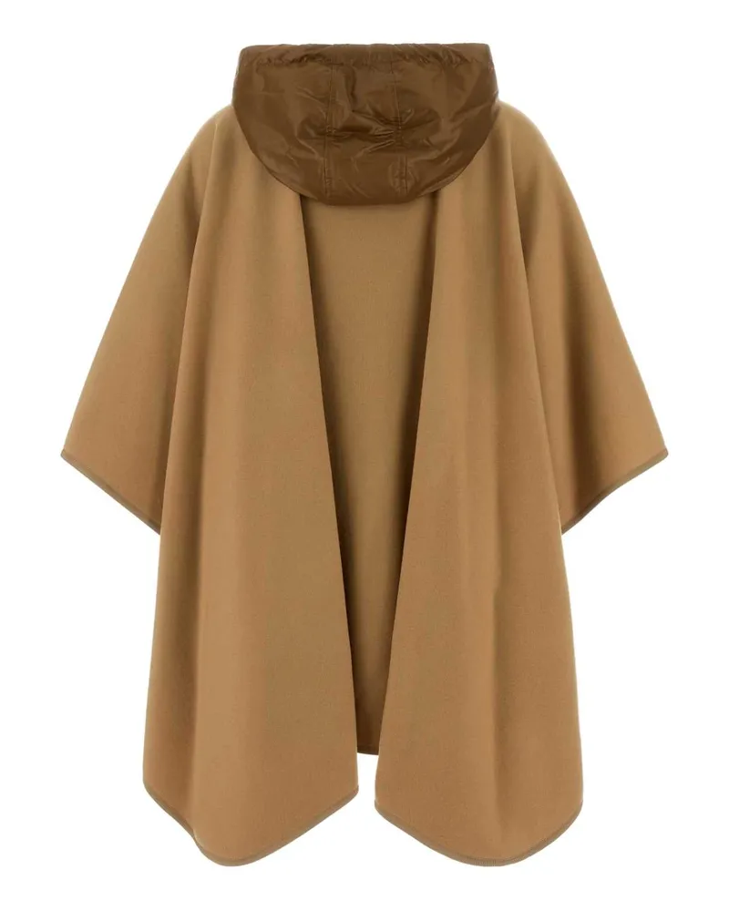 Moncler Women's Camel Wool Blend Cape 249 Exterior: Virgin Nylon Cappelli E Fasce Per Capelli Hat Camel