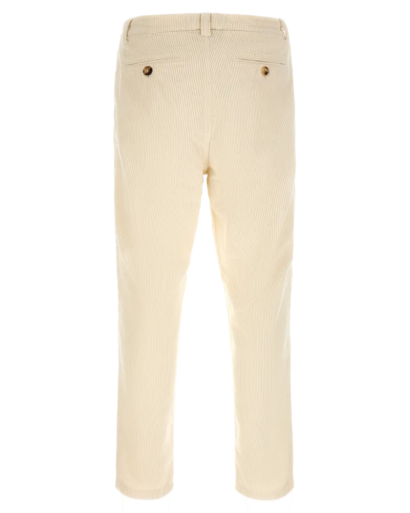 Brunello Cucinelli Ribbed Cotton Trousers — Beige Beige