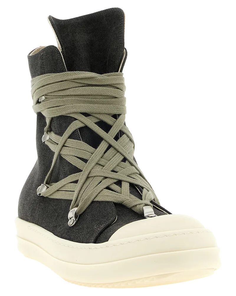 DRKSHDW by Rick Owens Megalace Sneaks High-Top Sneakers — Black Black