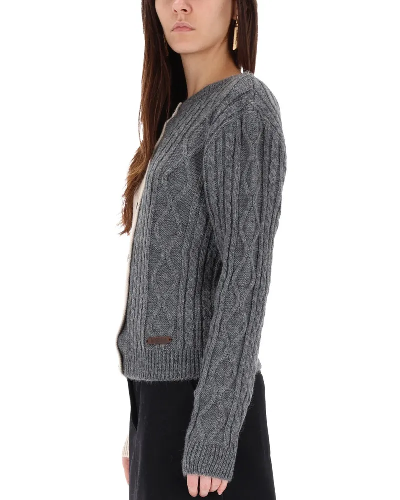 Moschino Two-Tone Alpaca Blend Cardigan — Gray Gray