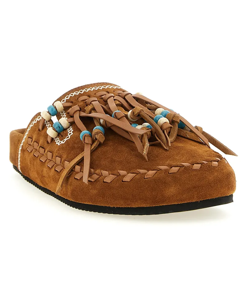 Alanui Women's Brown Calfskin Mules Brown