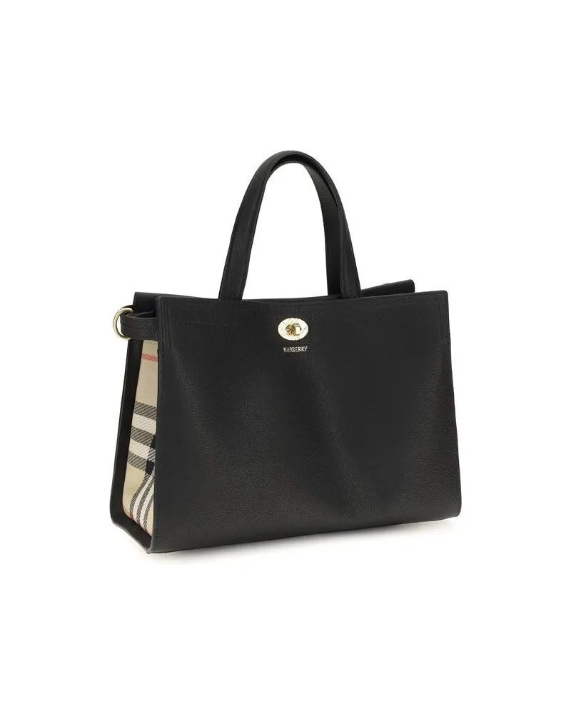 Burberry Cotswolds Check Tote Bag — Black Black